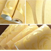 立体欧式 织布钩壁纸卧室客厅电视背景墙莨苕叶壁纸银灰色