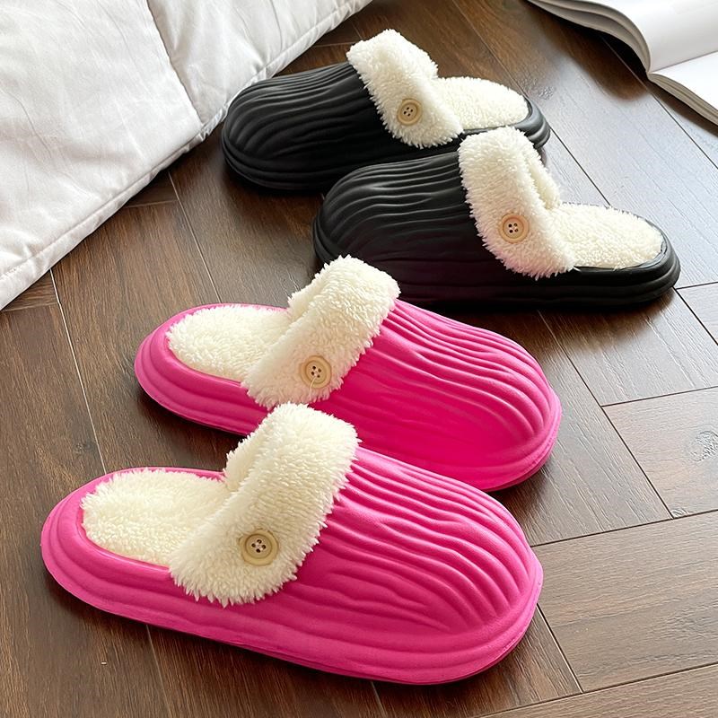 韩版保暖女士秋冬季防滑静音男式可拆卸内胆厚底羽绒棉拖