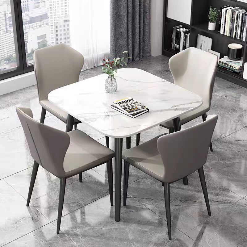 岩板餐桌正方形家用小户型阳台桌椅会客小圆桌商用洽谈桌