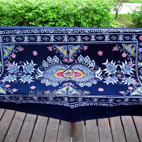 贵州蜡染装饰画墙贴横民族风布艺茶几布苗族特色手工蜡染长桌布