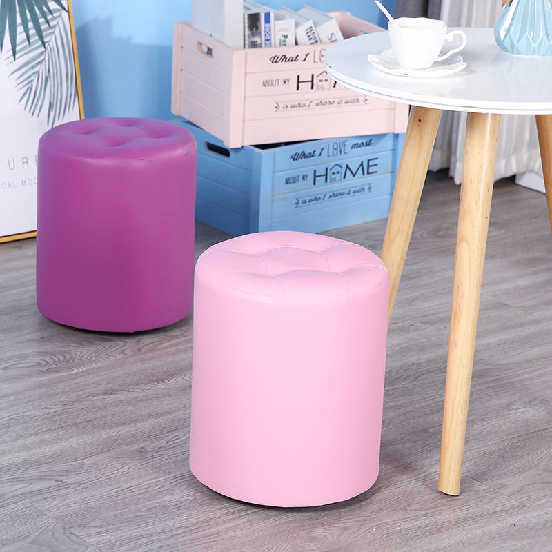 皮凳子家用小型客厅小椅子时尚创意矮凳实木墩子茶几凳圆凳小凳子