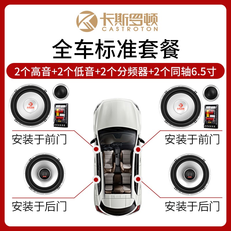 汽车音响喇叭改装6.5寸同轴全车装升级高低音车载扬声器铝音盆