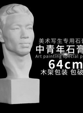 石像中青年 石人头像 美术教具雕塑素描模型美术用品写生