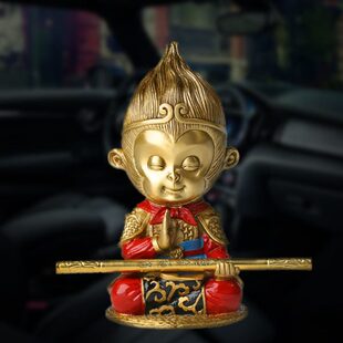 饰车内饰品保平安男齐天大圣 汽车摆件创意高档纯铜孙悟空小车载装