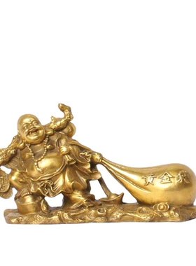 杨铜记  铜器摆件 工艺品   黄金袋笑佛  拉布袋佛