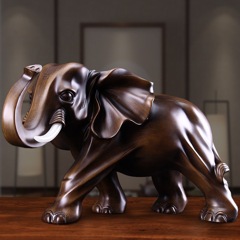 中式大象摆件家居客厅酒柜电视柜装饰品摆件树脂工艺品乔迁礼品
