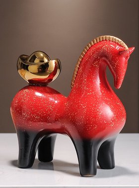 马上有钱马摆件招财客厅书房电视柜酒柜装饰品办公室乔迁新居礼品