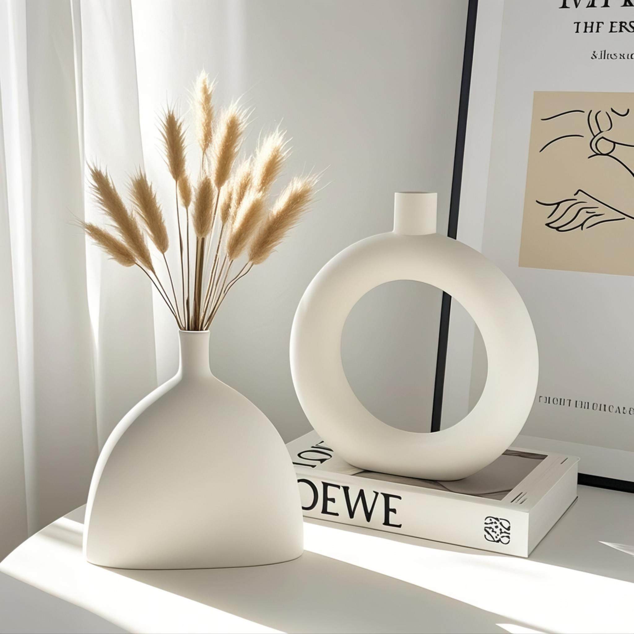 ins侘寂风陶瓷花瓶摆件客厅插花高级感软装小众电视酒柜家居饰品,家居饰品,花瓶,淘宝优惠券,粉丝福利购,淘宝优惠卷