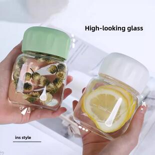 玻璃杯女摇摇杯水杯高颜值新款刻度豆浆杯牛奶杯咖啡小杯子胖胖杯