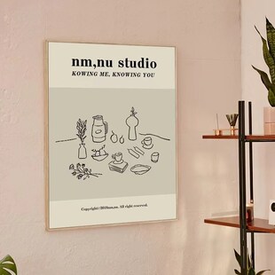 现代in风抽象线条梨子与橙子艺术装饰画咖啡店客厅挂画