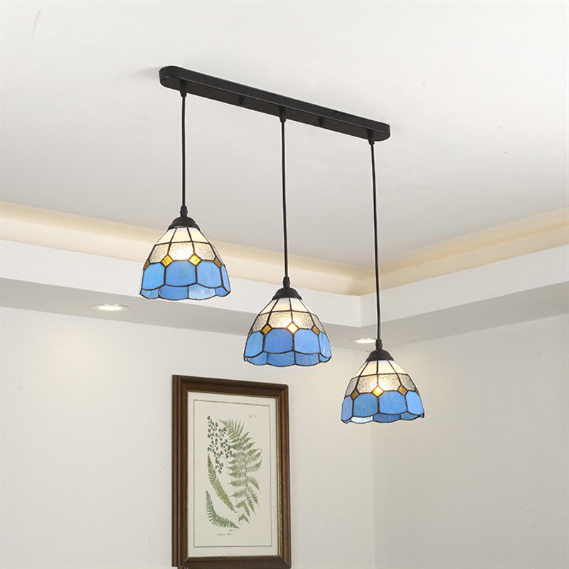 地中海风格灯灯罩吊灯三头饭厅灯阳台飘窗过道卧室蓝色灯具,家装灯饰光源,餐厅吊灯,淘宝优惠券,粉丝福利购,淘宝优惠卷