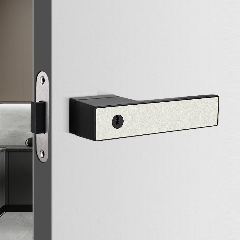 极简门锁家用室内生态卧室房门锁全套磁吸静音简易木门锁把手黑色