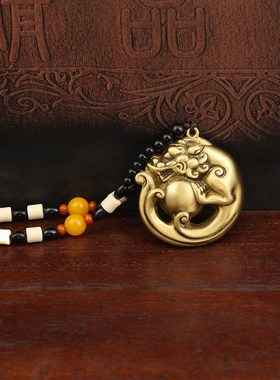 黄铜文玩手把件长寿弥勒手把件貔貅吊牌随身盘玩物件鱼跃龙门吊牌