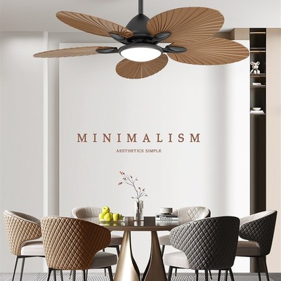 华艺照明现代简约北欧风扇灯餐厅吊扇灯大风力静音全光谱吸顶灯