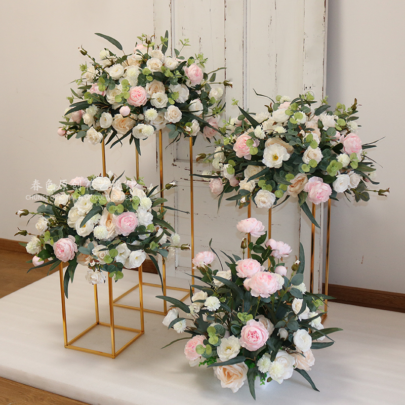 4S店展厅车展布置交车橱窗装饰花球几何商场O橱窗美陈花艺道具交
