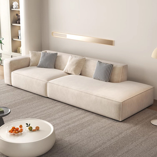 意式极简云感绒布客厅小户型现代简约豆腐块直排单扶手侧贵妃沙发