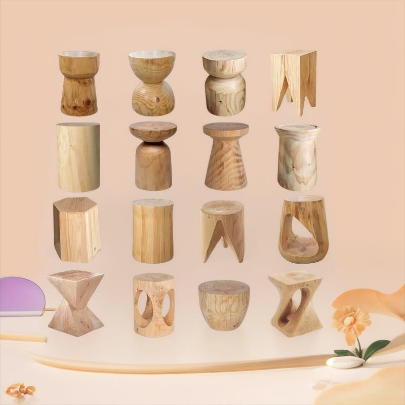 北欧实木木墩子凳子原木树桩木桩家用边几民宿茶几摆件创意小圆凳