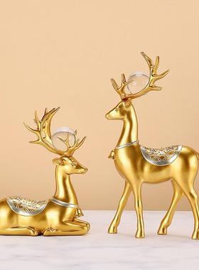 招财鹿摆件轻奢高档创意酒柜装饰品客厅办公桌面家居乔迁新居礼品