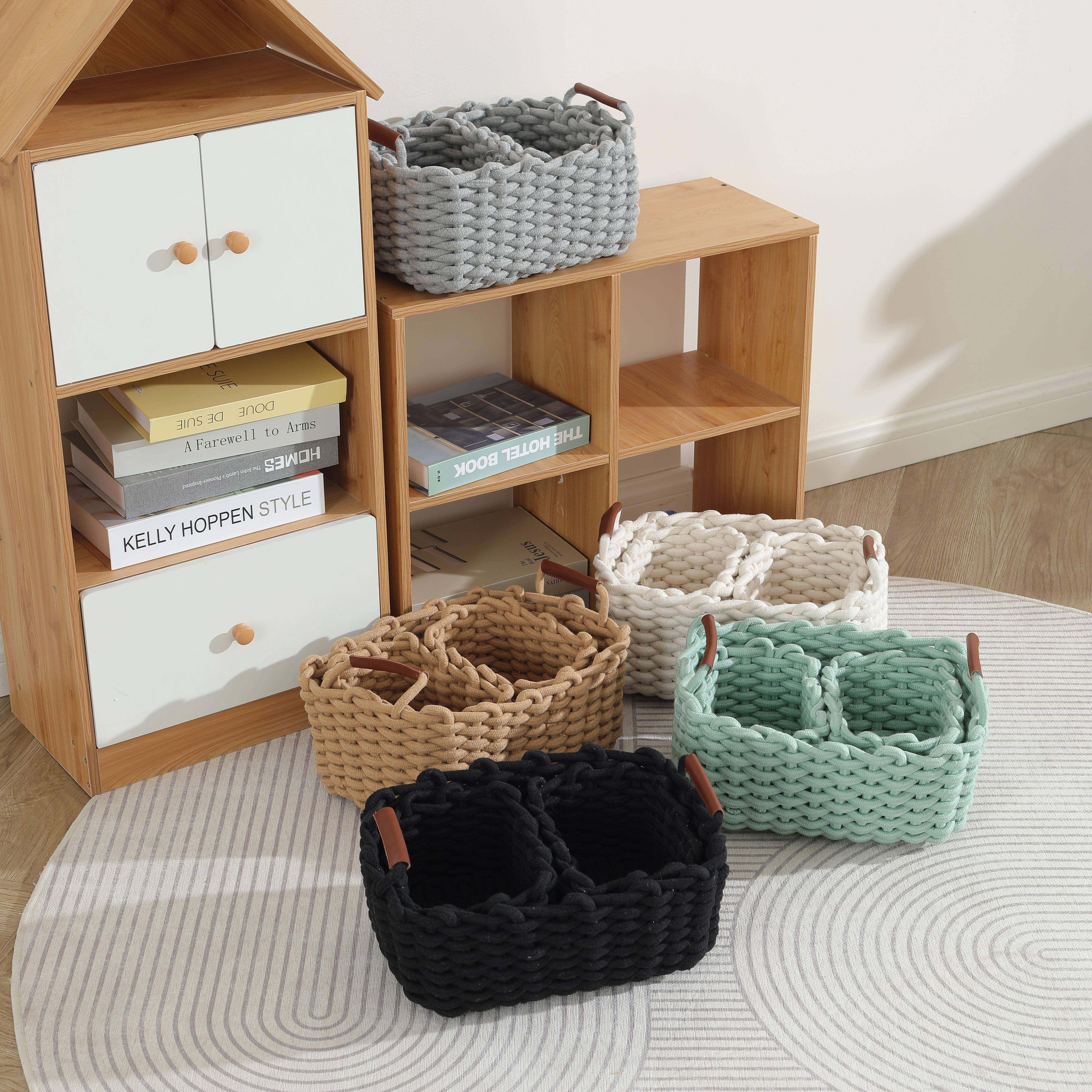 北欧风手工编织棉绳收纳筐桌面杂物收纳篮玄关衣物储物篮多色收纳,收纳整理,收纳筐,淘宝优惠券,粉丝福利购,淘宝优惠卷