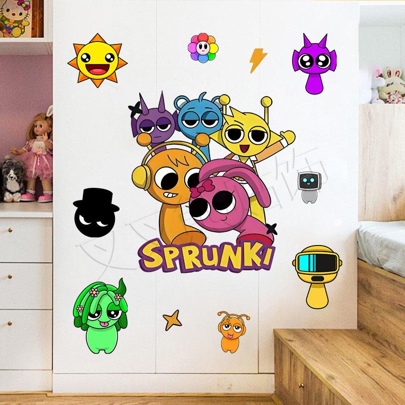 节奏盒海报贴纸Sprunki可爱的游戏墙上贴纸装饰儿童的房间门衣柜