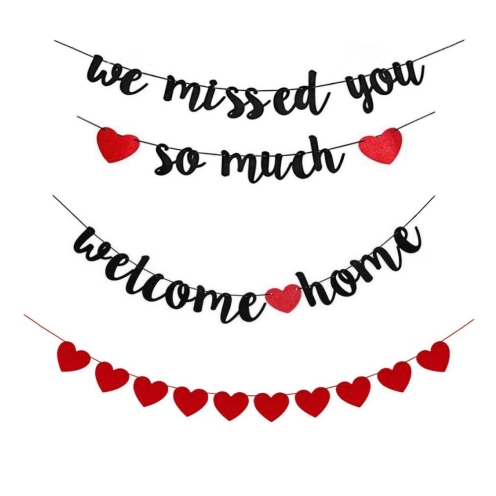 we missed you so much欢迎回家爱心组合拉旗退休告别派对装饰