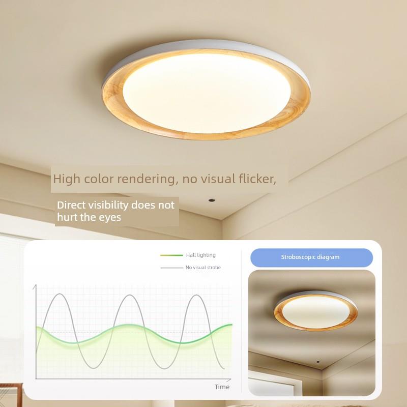 胡桃实木卧室灯Led全光谱护眼吸顶灯现代简单Wabi-Sabi风格原木房