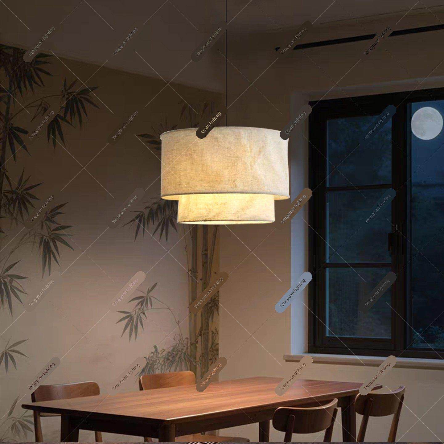 日式侘寂风亚麻布艺吊灯民宿茶室吧台餐饮饭店包间圆形餐桌灯,家装灯饰光源,酒店/宴会厅/餐饮吊灯,淘宝优惠券,粉丝福利购,淘宝优惠卷