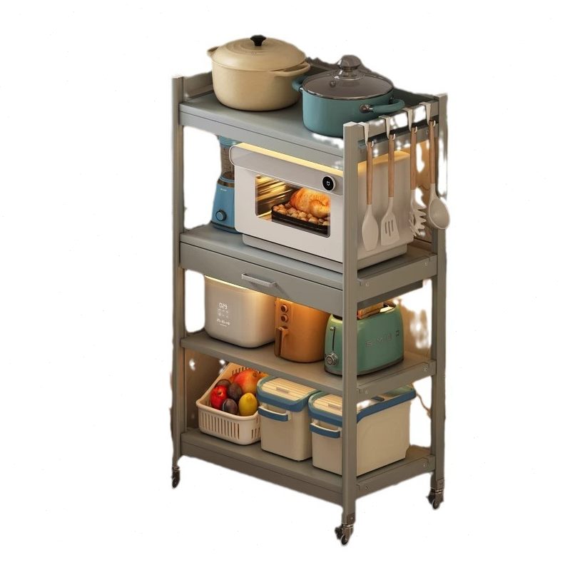 太空铝厨房微波炉置物架落地多层家用多功能烤箱电器收纳储物柜子