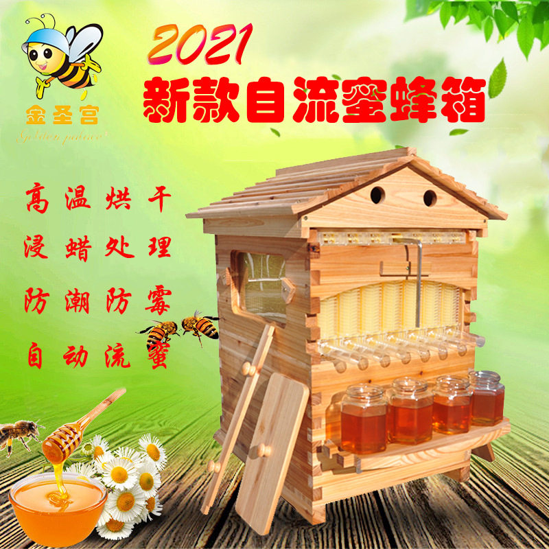 金圣宫自流蜜蜂箱 厂家批发养蜂工具煮蜡杉木养蜂箱优惠