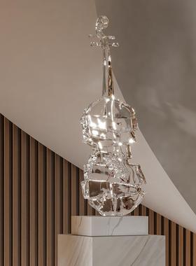 简约小提琴雕塑摆件落地艺术品酒店会所音乐餐吧样板房现代装饰品