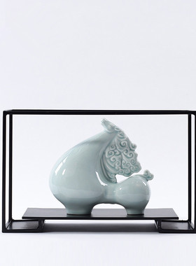 新中式陶瓷马摆件售楼处餐厅客厅电视柜玄关办公室工艺品软装饰品