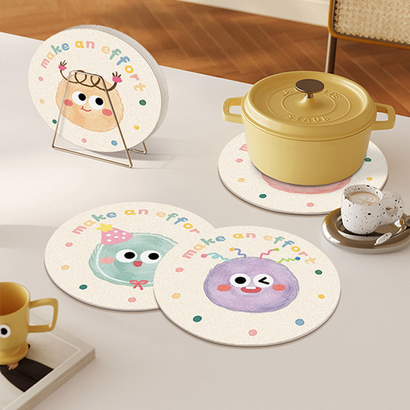 卡通圆形杯垫吸水餐垫隔热垫防烫咖啡茶杯垫碗盘锅垫硅藻泥桌面垫,居家布艺,餐垫,淘宝优惠券,粉丝福利购,淘宝优惠卷