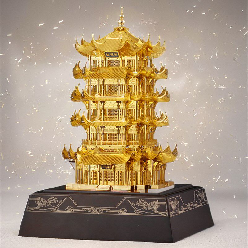 金色黄鹤楼建筑精致金属模型家居桌面激励摆件日常朋友同事送礼物