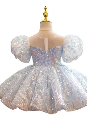 宝宝周岁生日礼服小女孩亮片公主裙花童女小童钢琴小主持人表演