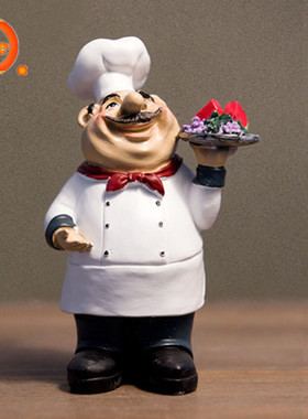 创意美式西餐厅甜品店家居摆设装饰品酒柜厨师套装小摆件客厅软装