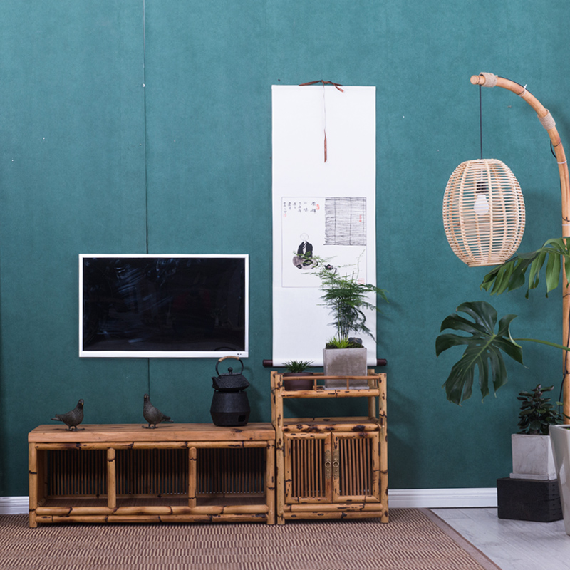 电视柜简约中式小户型客厅迷你地柜民宿简易卧室竹藤电视机柜包邮