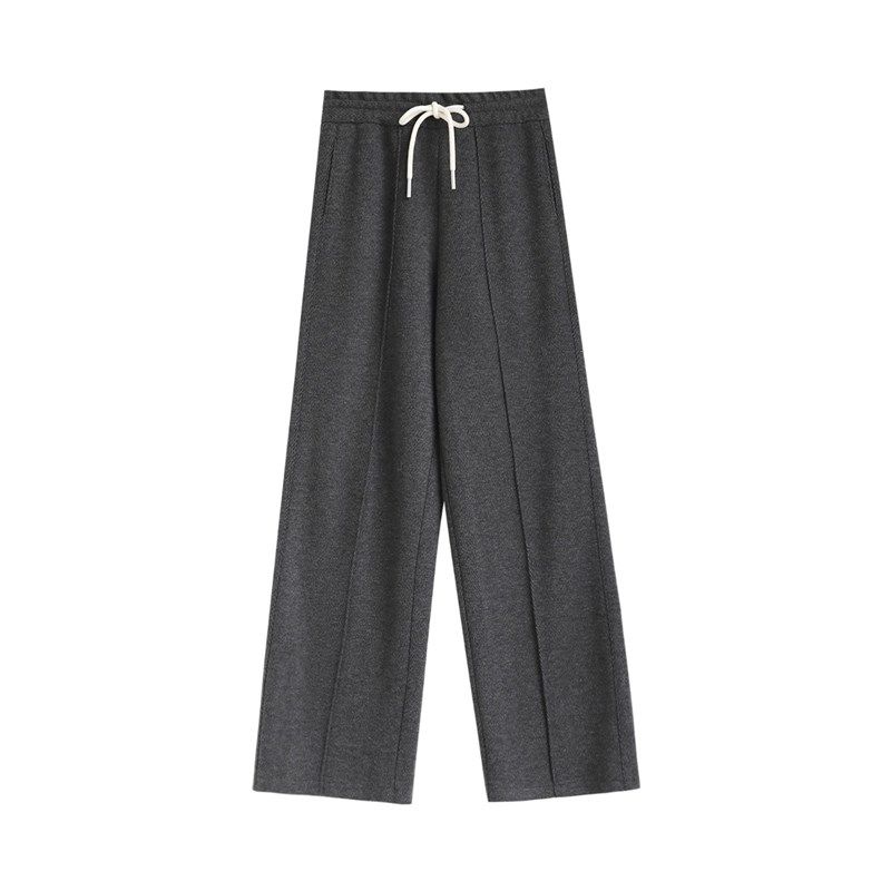 小矮个子145人字纹阔腿裤女秋冬休闲羊毛西装裤灰色毛呢直筒裤xxs