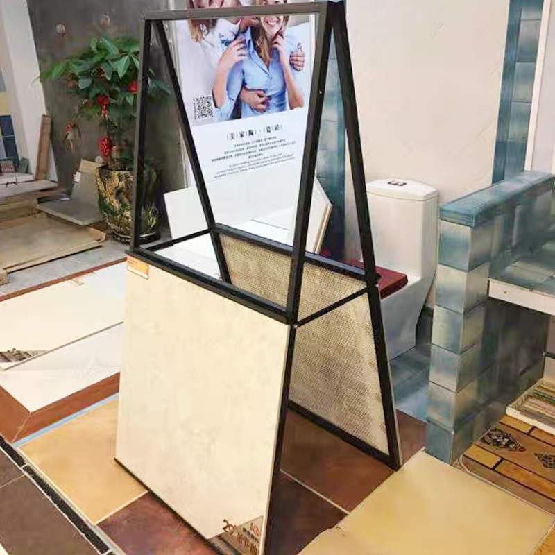 瓷砖样品架600展示架800地砖1.2米立式落地架子双面陶瓷展架斜放