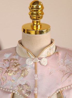 中式女童周岁宴礼服女宝宝国风婴儿唐装高端婚礼公主裙秋冬洋气