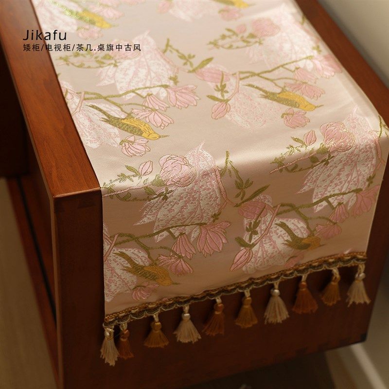 红色提花桌旗新年氛围感桌布结婚婚庆茶几电视机柜斗柜盖布定制