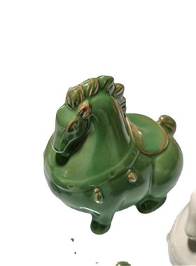 西安博物馆文创陶瓷唐马茶宠摆件汝窑开片创意复古风家居摆件礼物