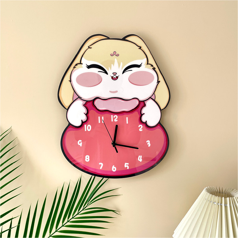 杨梅兔子卡通装饰挂墙静音时钟挂钟客厅幼儿园宠物店创意可爱钟表,家居饰品,挂钟,淘宝优惠券,粉丝福利购,淘宝优惠卷