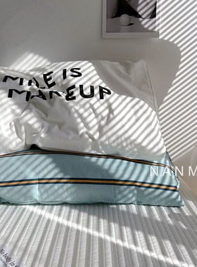 Fri简约黑白单品搭配枕套纯棉北欧风条纹单个枕头套48x74cm枕皮