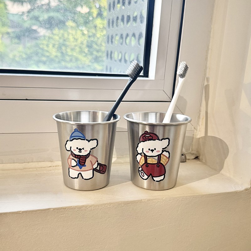 可爱304不锈钢儿童漱口杯家用高颜值防霉情侣洗漱水杯宝宝牙杯子