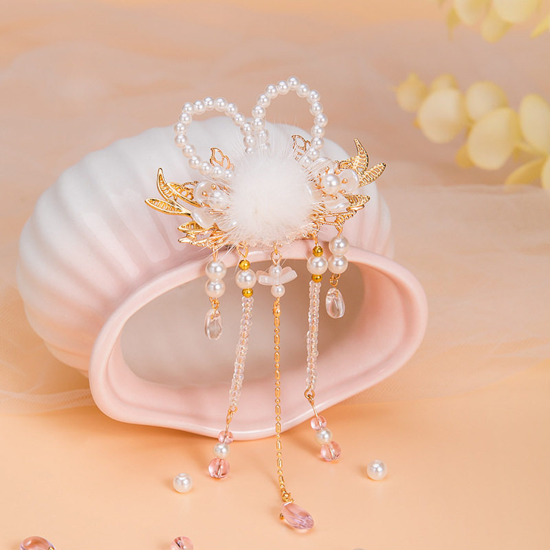 珍珠兔耳毛球发夹女童汉服发饰儿童古风头饰女宝宝中国风古装配饰,童装/婴儿装/亲子装,发饰,淘宝优惠券,粉丝福利购,淘宝优惠卷