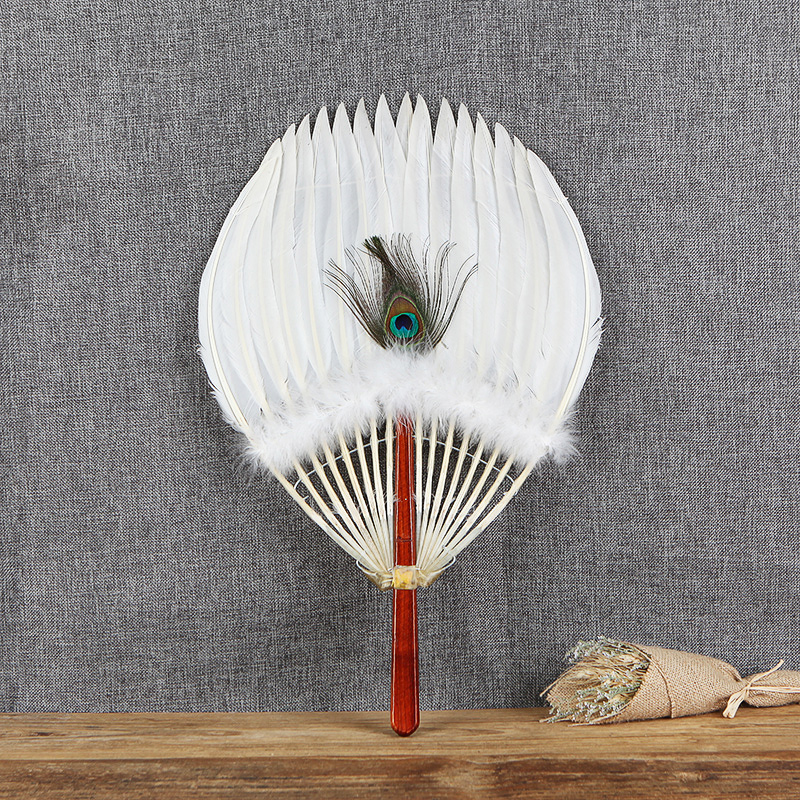 丝艺堂羽毛扇子 手工古风工艺扇诸葛亮孔明扇 中国风鹅毛扇折扇