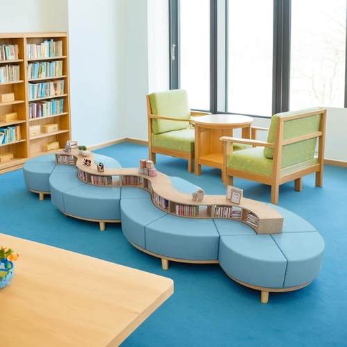 定制绘本馆图书馆弧形沙发书柜学校单位医院读书角休息区组合沙发