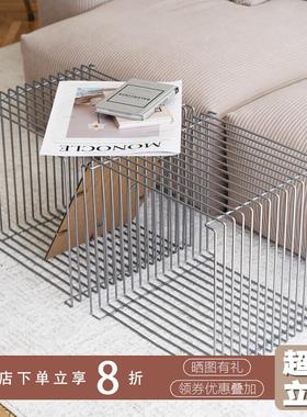 盒子生活简约不锈钢线条边几家用中古创意组合小茶几panton wire