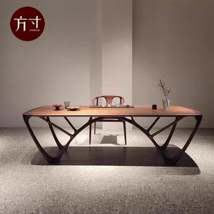 宋式 拱桥茶桌实木泡茶台 美学北美黑胡桃木茶桌椅组合禅意新中式