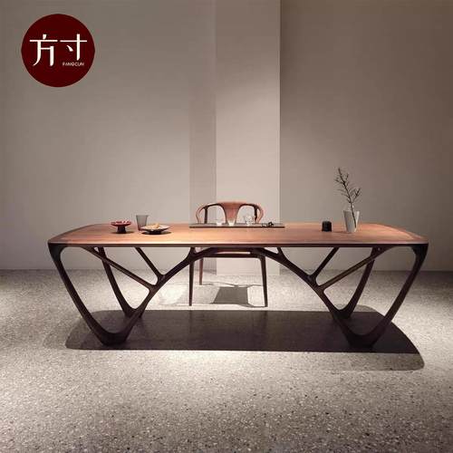 宋式美学北美黑胡桃木茶桌椅组合禅意新中式拱桥茶桌实木泡茶台